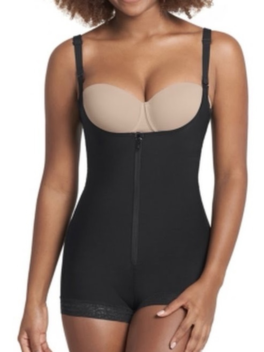 NWT Black Zip-Front Shaping Short Bodysuit